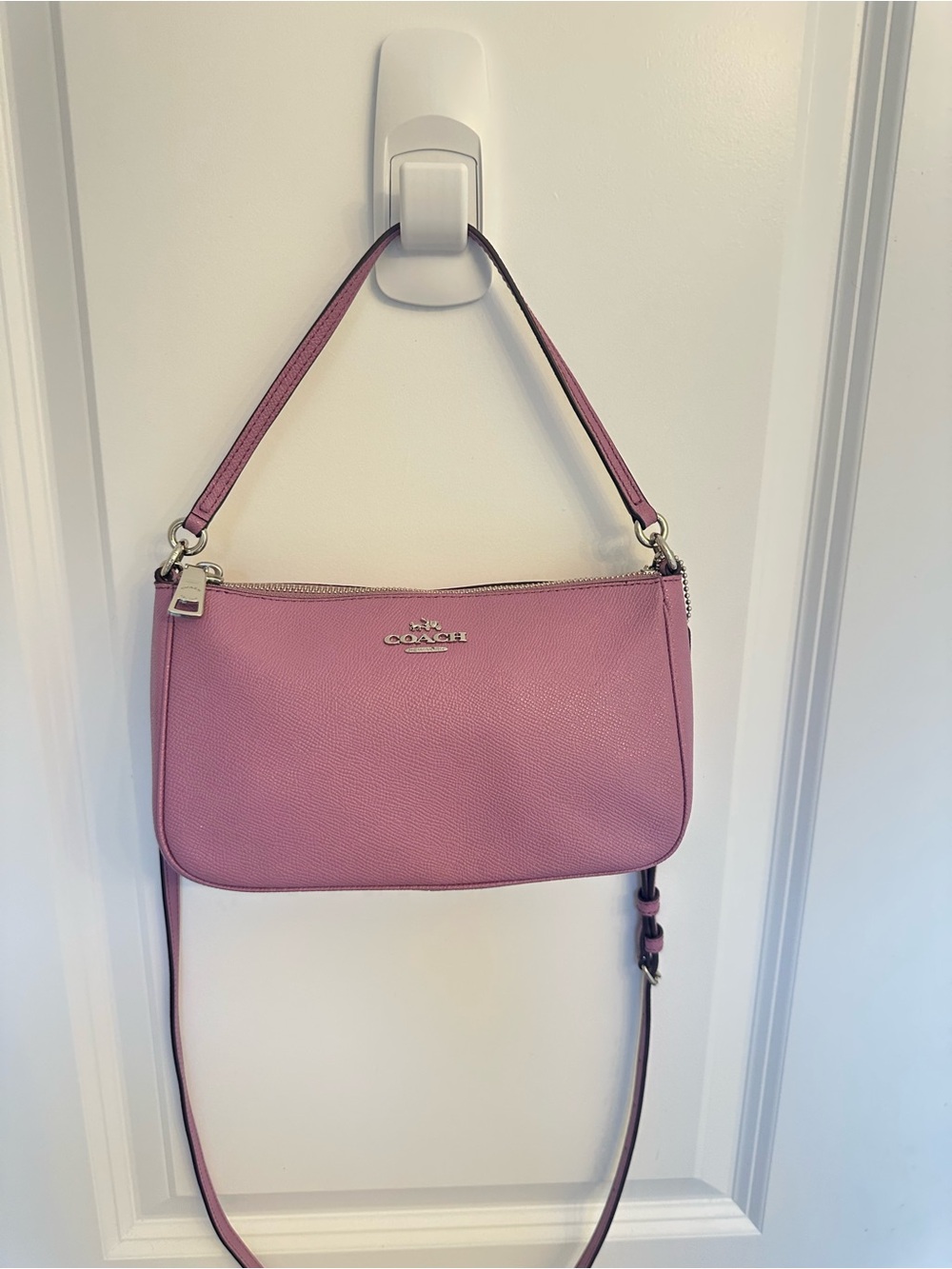 Coach Lilac Crossgrain Leather Top Handle Pouch